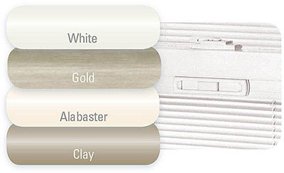 White, gold, alabaster, and clay blinds options